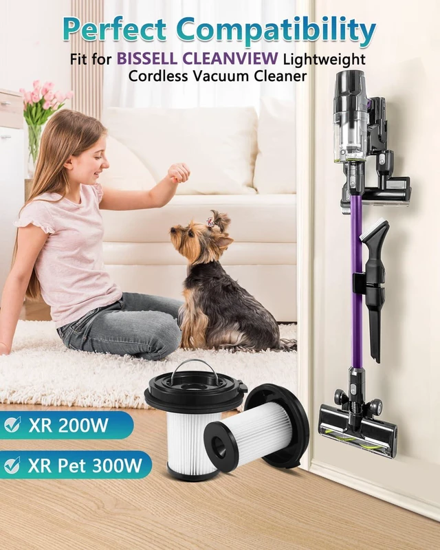 Alt view image 2 of 6 - 4 PACK Cleanview XR Filter Replacement Compatible with Bissell Cleanview XR 200W/ Cleanview XR Pet 300W/ Powerlifter Turbo Cordless Stick Vacuum Cleaner 3789U, 3789X, 3789, 3797V, 3797W, 3797, 1638010