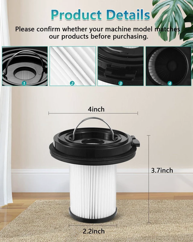 Alt view image 5 of 6 - 4 PACK Cleanview XR Filter Replacement Compatible with Bissell Cleanview XR 200W/ Cleanview XR Pet 300W/ Powerlifter Turbo Cordless Stick Vacuum Cleaner 3789U, 3789X, 3789, 3797V, 3797W, 3797, 1638010
