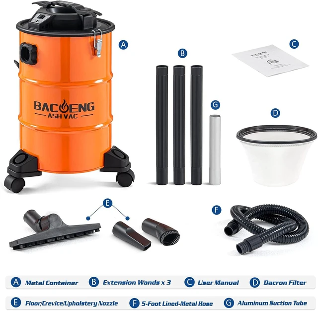 Alt view image 5 of 7 - BACOENG Ash Vacuum for Pellet Grill, 5.3 Gallon, 1200W