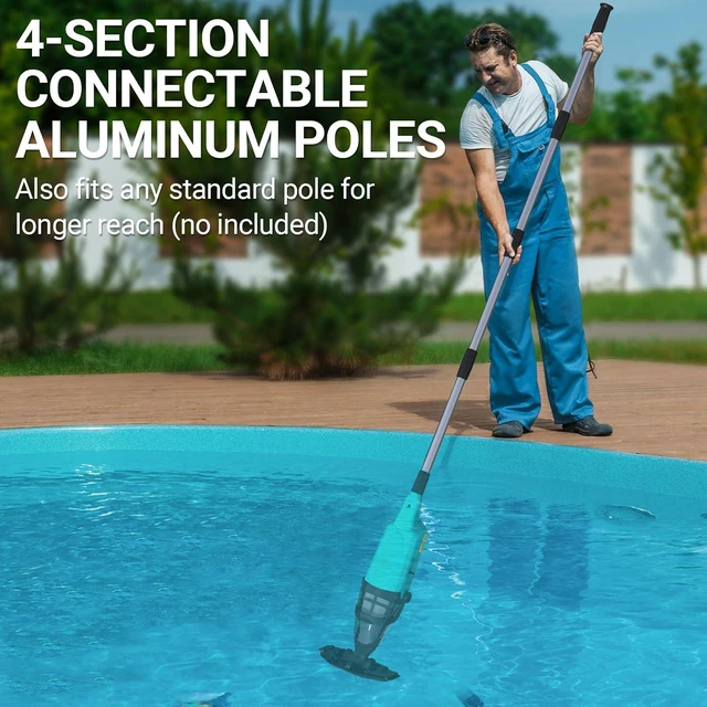 Alt view image 4 of 7 - Pool Vacuum for Above Ground Pool, 18GPM Powerful Suction/87 Extension Pole/60Mins Runtime, Spot Fast Cleaning Cordless Handheld Pool Vacuum Cleaner for Spas Inground Above Ground Pool Vacuums