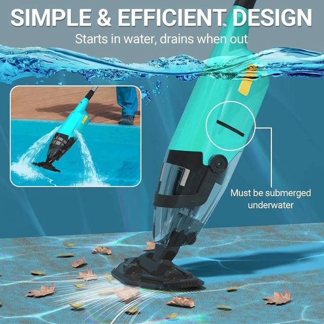 Alt view image 5 of 7 - Pool Vacuum for Above Ground Pool, 18GPM Powerful Suction/87 Extension Pole/60Mins Runtime, Spot Fast Cleaning Cordless Handheld Pool Vacuum Cleaner for Spas Inground Above Ground Pool Vacuums