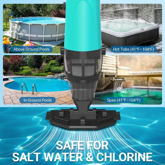 Alt view image 7 of 7 - Pool Vacuum for Above Ground Pool, 18GPM Powerful Suction/87 Extension Pole/60Mins Runtime, Spot Fast Cleaning Cordless Handheld Pool Vacuum Cleaner for Spas Inground Above Ground Pool Vacuums