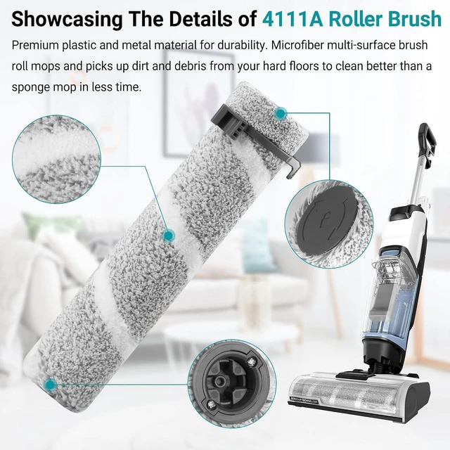 Alt view image 4 of 7 - 4111A Replacement Brushes and Filters for Bissell CrossWave Edge, Multi-Surface Hard Floor Cleaner Wet Dry Vacuum with Zero-Gap Edge Technology, 2 Pack Brushes and 2 Pack Filters