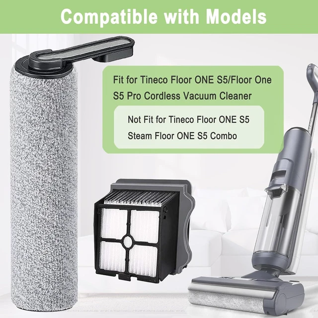 Alt view image 3 of 7 - Brush and Filters Replacement Parts Accessories Compatible for Tineco Floor ONE S5/Floor One S5 Pro Cordless Vacuum Cleaner, 4 Roller Brushes, 4 Filters