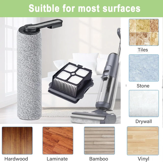 Alt view image 7 of 7 - Brush and Filters Replacement Parts Accessories Compatible for Tineco Floor ONE S5/Floor One S5 Pro Cordless Vacuum Cleaner, 4 Roller Brushes, 4 Filters