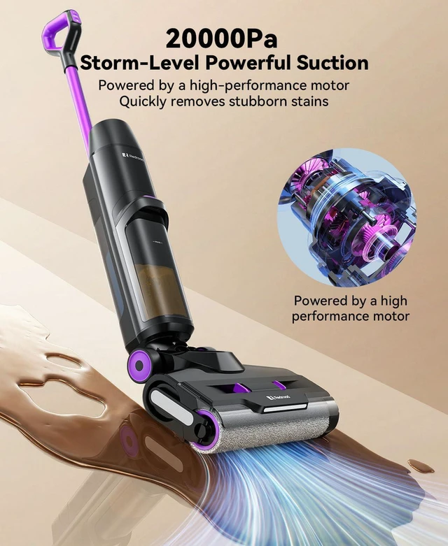 Alt view image 2 of 7 - Wet Dry Vacuum Cleaner 20,000Pa,50Mins Runtime Cleaning Area 3013ft²,Cordless Vacuum Cleaner, Cordless Vacuum and Mop All in One,Self-Cleaning for Hard Floors Sticky Messes and Pet Hair H15Set