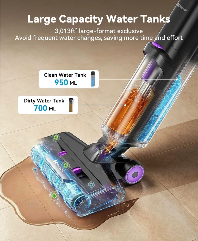 Alt view image 3 of 7 - Wet Dry Vacuum Cleaner 20,000Pa,50Mins Runtime Cleaning Area 3013ft²,Cordless Vacuum Cleaner, Cordless Vacuum and Mop All in One,Self-Cleaning for Hard Floors Sticky Messes and Pet Hair H15Set