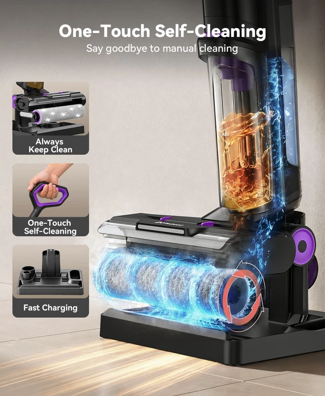 Alt view image 4 of 7 - Wet Dry Vacuum Cleaner 20,000Pa,50Mins Runtime Cleaning Area 3013ft²,Cordless Vacuum Cleaner, Cordless Vacuum and Mop All in One,Self-Cleaning for Hard Floors Sticky Messes and Pet Hair H15Set
