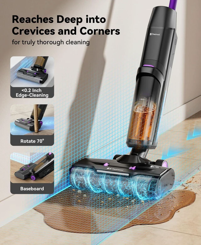 Alt view image 6 of 7 - Wet Dry Vacuum Cleaner 20,000Pa,50Mins Runtime Cleaning Area 3013ft²,Cordless Vacuum Cleaner, Cordless Vacuum and Mop All in One,Self-Cleaning for Hard Floors Sticky Messes and Pet Hair H15Set