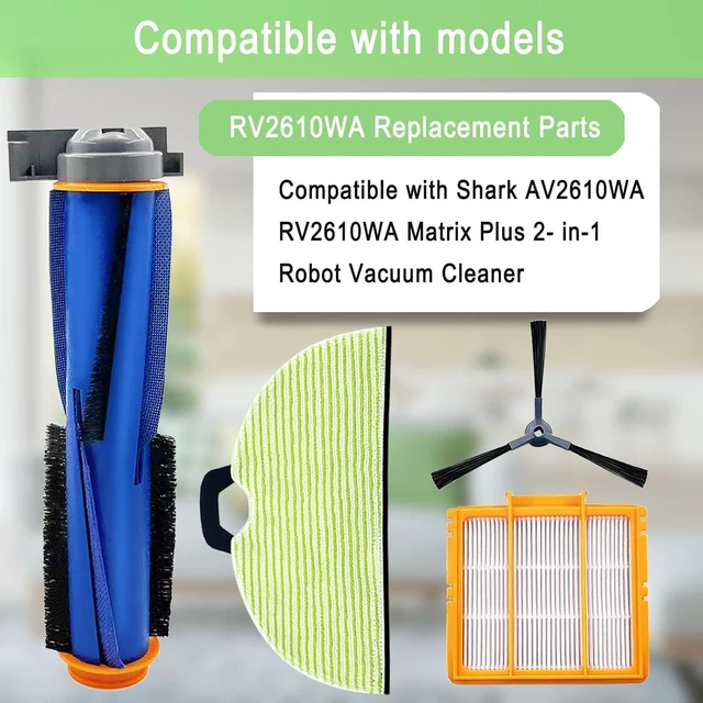 Alt view image 2 of 6 - Replacement Parts for Shark AV2610WA RV2610WA Matrix Plus 2- in-1 Robot Vacuum Cleaner,1 Main Brush,3 Filters,3 Mop Pads,6 Side Brushes,1 Pre Filter,1 Filter&1 Pre-Motor Foam&Felt Filter