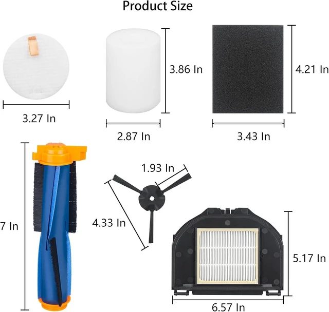 Alt view image 3 of 5 - Replacement Parts for Shark UR2360S UR2360EEUS RV2302AE AV2310AE RV2310AE RV2320S RV2300S Ultra Robot Vacuum,1 Roller Brush,2 Sets Foam Filters,2 Hepa Filters,6 Side Brush (13 Pack)