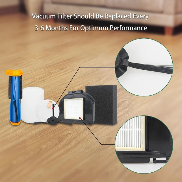 Alt view image 5 of 5 - Replacement Parts for Shark UR2360S UR2360EEUS RV2302AE AV2310AE RV2310AE RV2320S RV2300S Ultra Robot Vacuum,1 Roller Brush,2 Sets Foam Filters,2 Hepa Filters,6 Side Brush (13 Pack)