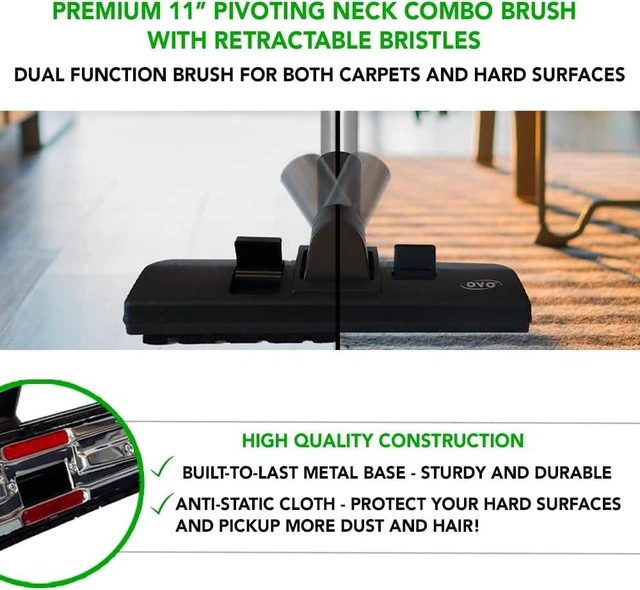 Alt view image 4 of 6 - OVO Central Vacuum Standard Kit, with 30/35/40/50ft Low-Voltage Hose, ON/Off Control at The Handle, 12 Combo Brush and Accessories, for Hard Surfaces and Carpets, B 50', Black,KIT-LV50S