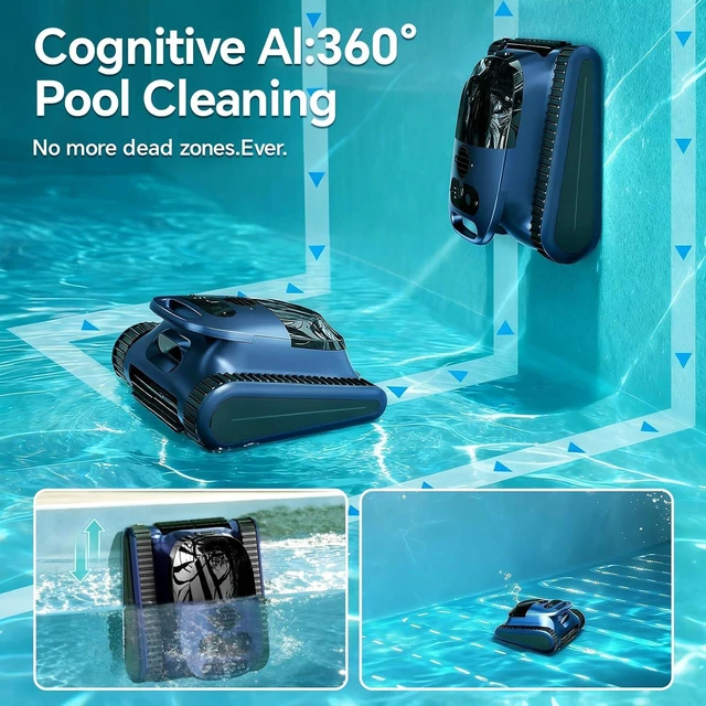 Alt view image 3 of 7 - Pool Vacuum for Inground Pools & Above Ground Pool, Cordless Robotic Pool Cleaner with 180W Brushless Motor, 3-Hour Runtime, Wall-Climbing Pool Robot Scrubber for Pools up to 2150 Sq.Ft.