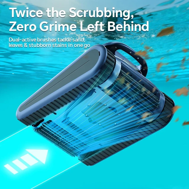 Alt view image 5 of 7 - Pool Vacuum for Inground Pools & Above Ground Pool, Cordless Robotic Pool Cleaner with 180W Brushless Motor, 3-Hour Runtime, Wall-Climbing Pool Robot Scrubber for Pools up to 2150 Sq.Ft.