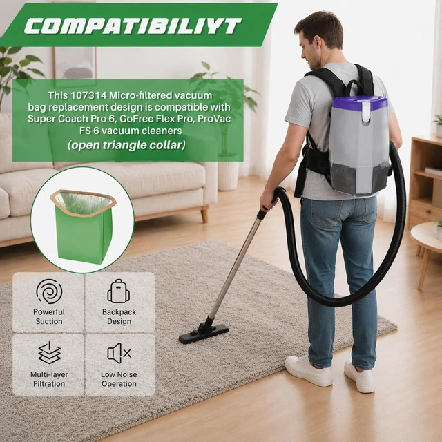 Alt view image 5 of 6 - Therwen 60 Pcs Filter Bags Compatible with Proteam Backpack Vacuum