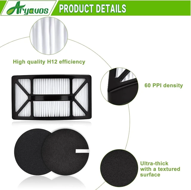 Alt view image 5 of 7 - Filter Replacement for Bissell CleanView 2486, 2487, 2488, 2489, 24899, 2490, 2491, 2492, PowerClean 2494 Vacuum, Compare to Part # 1608225, 1604130, 1601972, 2 HEPA +2 Foam & Felt Filters