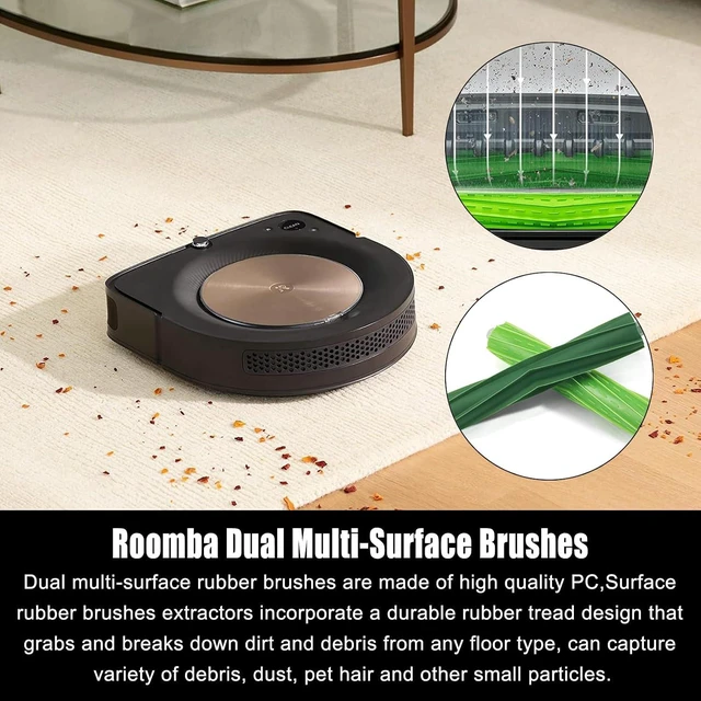 Alt view image 3 of 6 - Replacement Parts Fit for iRo-bot Roomba s9 (9150) s9+ s9 Plus (9550) s Series Wi-Fi Connected Robot Vacuum Kits,2 Rubber Brushes, 6 Filters, 8 Side Brushes