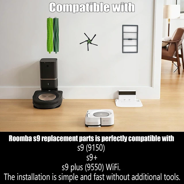 Alt view image 2 of 6 - Replacement Parts Fit for iRo-bot Roomba s9 (9150) s9+ s9 Plus (9550) s Series Wi-Fi Connected Robot Vacuum Kits,2 Rubber Brushes, 6 Filters, 8 Side Brushes