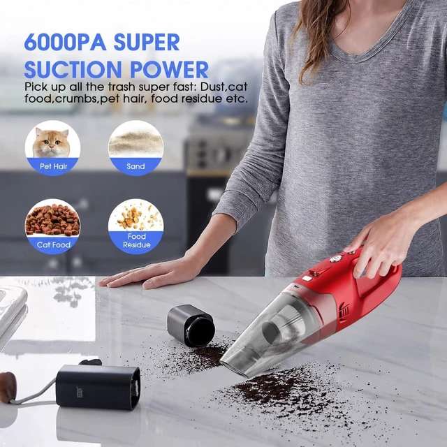 Alt view image 2 of 7 - YOOHI Handheld Vacuum Cordless Rechargeable 6000Pa Mini Hand Held Vacuum, LED Light, 2025 Mins Runtime, USB Charging, 500ML Cup Lightweight Small Vacuum Cleaner Cordless for Car/Office/Home