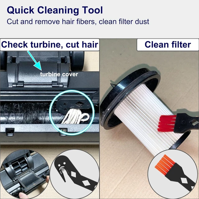 Alt view image 7 of 7 - Portek Turbo Brush Head for 1-1/4" and 1-3/8" Vacuum Cleaners, Air-Driven Floor Nozzle Attachment with Adapter and Cleaning Tool for Pet Hair Removal on Carpets and Hard Floors