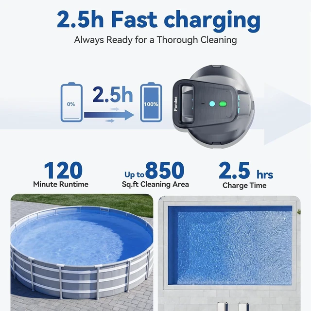 Alt view image 7 of 7 - X1 Robotic Pool Vacuum, Cordless Pool Cleaner