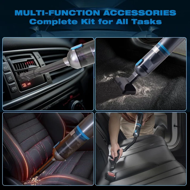 Alt view image 3 of 7 - HAUSMEISTER Airflex One Cordless Car Vacuum 16000Pa, 4-in-1 Handheld Vacuum with Air Duster & Inflator, Portable Mini Vac for Car Detailing, Pet Hair, Keyboard Cleaning (Gray)