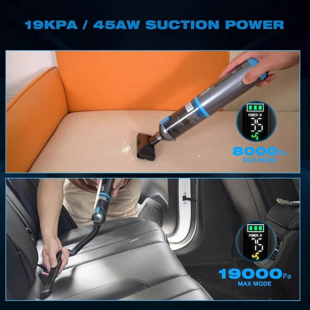Alt view image 4 of 7 - HAUSMEISTER Airflex One Cordless Car Vacuum 16000Pa, 4-in-1 Handheld Vacuum with Air Duster & Inflator, Portable Mini Vac for Car Detailing, Pet Hair, Keyboard Cleaning (Gray)