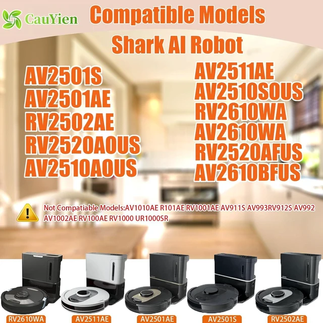 Alt view image 2 of 7 - Replacement Parts for Shark AI AV2511AE AV2501S AV2610WA AV2501AE RV2502AE RV2610WA AV2510AOUS AV2510SOUS RV2610WD 2-In-1 AI Ultra Robot Vacuum Cleaner,Main Brush, HEPA Filter, Foam Filter,Side Brush