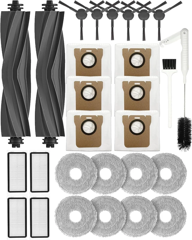 Main image of L20 Ultra/L20 Ultra Complete/L30 Ultra/L30 Ultra Complete Replacement Parts for Dreame Vacuum Cleaner, Accessory Kit: 2 Main Brushes, 6 Side Brushes, 4 HEPA Filters, 6 Dust Bags, 8 Wipes-Yivy 28PCS