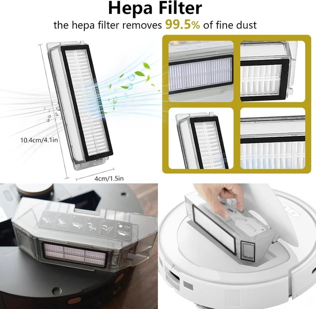 Alt view image 6 of 7 - L20 Ultra/L20 Ultra Complete/L30 Ultra/L30 Ultra Complete Replacement Parts for Dreame Vacuum Cleaner, Accessory Kit: 2 Main Brushes, 6 Side Brushes, 4 HEPA Filters, 6 Dust Bags, 8 Wipes-Yivy 28PCS