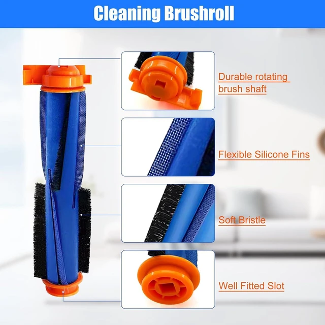 Alt view image 3 of 7 - RV2310AE Replacement Parts for Shark AV2310AE/RV2320S/RV2300S/UR2360S Matrix Robot Vacuum 2 Roller Brushes, 6 Side Brushes, 2 HEPA Filters, 2 Foam & 2 Sponge Filters, 1 Main Brush Cover-15 Pack