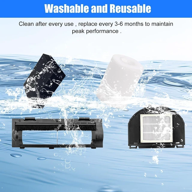 Alt view image 7 of 7 - RV2310AE Replacement Parts for Shark AV2310AE/RV2320S/RV2300S/UR2360S Matrix Robot Vacuum 2 Roller Brushes, 6 Side Brushes, 2 HEPA Filters, 2 Foam & 2 Sponge Filters, 1 Main Brush Cover-15 Pack