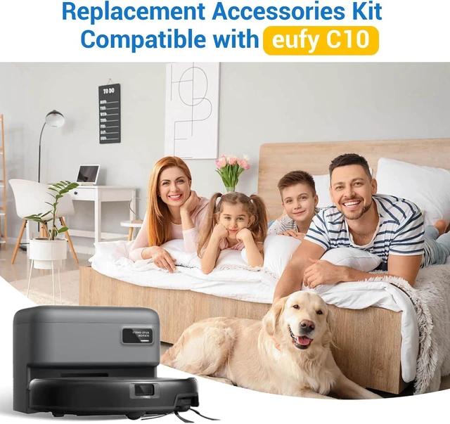 Alt view image 2 of 7 - 22 Pack Replacement Parts Compatible with for Eufy C10 Robot Vacuums Accessories kit, 2 Roller Brush, 6 HEPA Filters, 6 Side Brushes, 6 Dust Bags, 1 Clean Tool, 1 Screwdriver