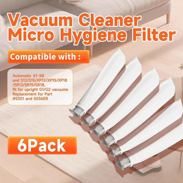 Alt view image 2 of 7 - 6-Pack Micro Hygiene Filter Compatible With Automatic X & Essential G1 G2 Upright Vacuums and Windsor Sensor S12 S15 XP SR Series, Replacement Part for #5301 5036ER