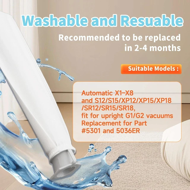 Alt view image 7 of 7 - 6-Pack Micro Hygiene Filter Compatible With Automatic X & Essential G1 G2 Upright Vacuums and Windsor Sensor S12 S15 XP SR Series, Replacement Part for #5301 5036ER