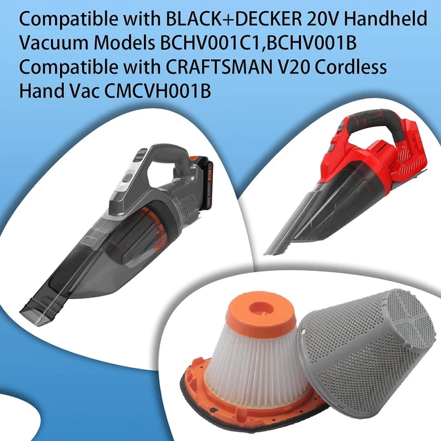 Alt view image 2 of 7 - 4 Pack HEPA Filters Compatible with BLACK+DECKER 20V MAX POWERCONNECT Handheld Vacuum Models BCHV001C1, BCHV001B, Fits CRAFTSMAN V20 Cordless Hand Vac CMCVH001B, Compare to Part# N900287
