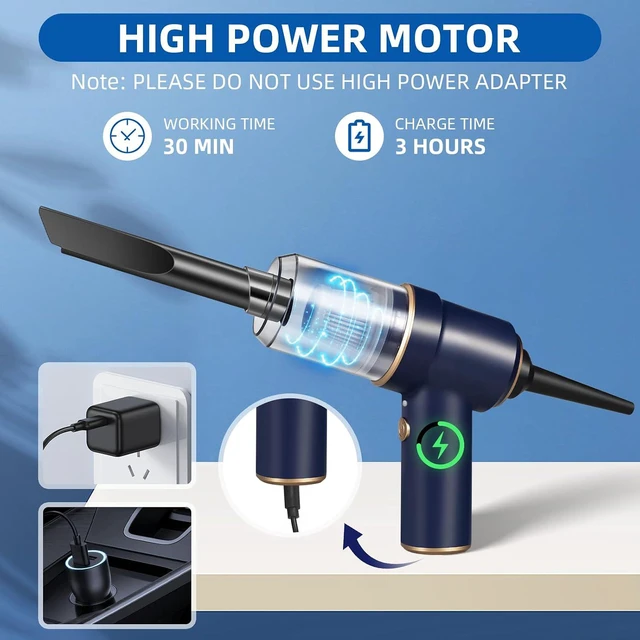 Alt view image 2 of 7 - Bug Vacuum with Long Nozzle: 5 in 1 Handheld Cordless Car Vacuum Cleaner for Adults Car Home Office Garden, Rechargeable Strong Suction Insect Catcher for Spider Moth,Stink Bug (Blue)