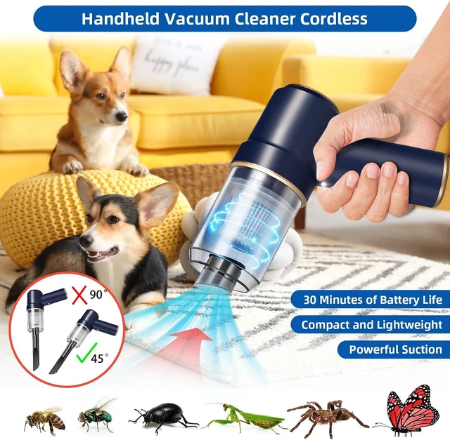 Alt view image 3 of 7 - Bug Vacuum with Long Nozzle: 5 in 1 Handheld Cordless Car Vacuum Cleaner for Adults Car Home Office Garden, Rechargeable Strong Suction Insect Catcher for Spider Moth,Stink Bug (Blue)