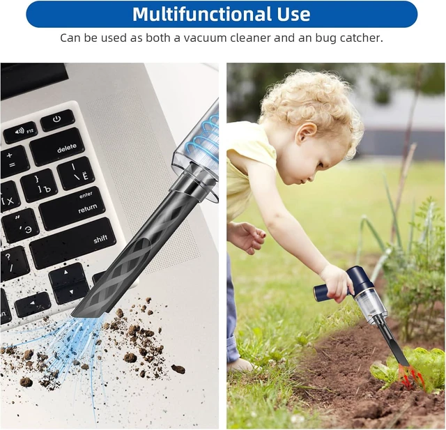 Alt view image 6 of 7 - Bug Vacuum with Long Nozzle: 5 in 1 Handheld Cordless Car Vacuum Cleaner for Adults Car Home Office Garden, Rechargeable Strong Suction Insect Catcher for Spider Moth,Stink Bug (Blue)