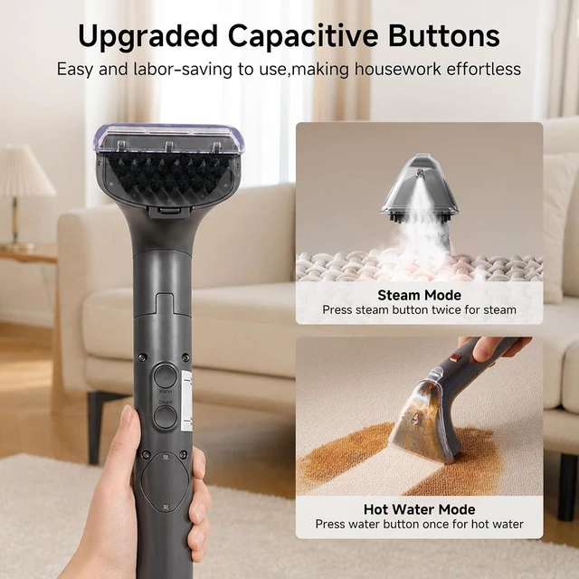 Alt view image 4 of 7 - Uwant Portable Carpet Cleaner with Steam& Hot Water 18Kpa Upholstery Cleaner Machine for Pets with Cleaning Tools& Solution Carpet Steam Cleaner for Cars,Couch,Furniture Set of 1