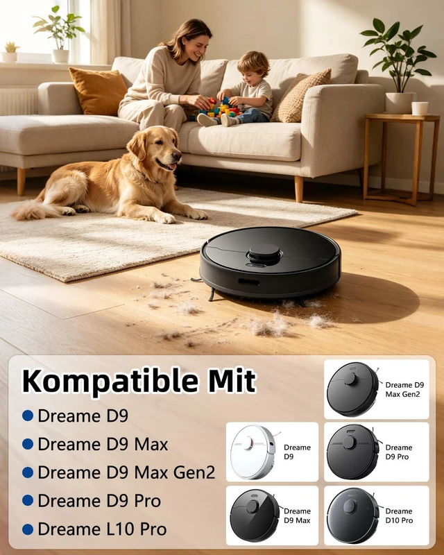 Alt view image 2 of 7 - Accessories Kit for Dreame D9, D9 Max, D9 Pro, L10, L10 Pro Vacuum Cleaner Parts, Include 1 Main Brush, 6 Side Brush, 4 Filters, 4 Mop Cloth, 2 Cleaning Brush