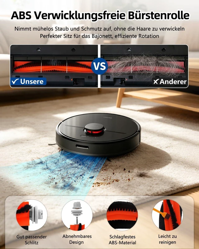 Alt view image 4 of 7 - Accessories Kit for Dreame D9, D9 Max, D9 Pro, L10, L10 Pro Vacuum Cleaner Parts, Include 1 Main Brush, 6 Side Brush, 4 Filters, 4 Mop Cloth, 2 Cleaning Brush