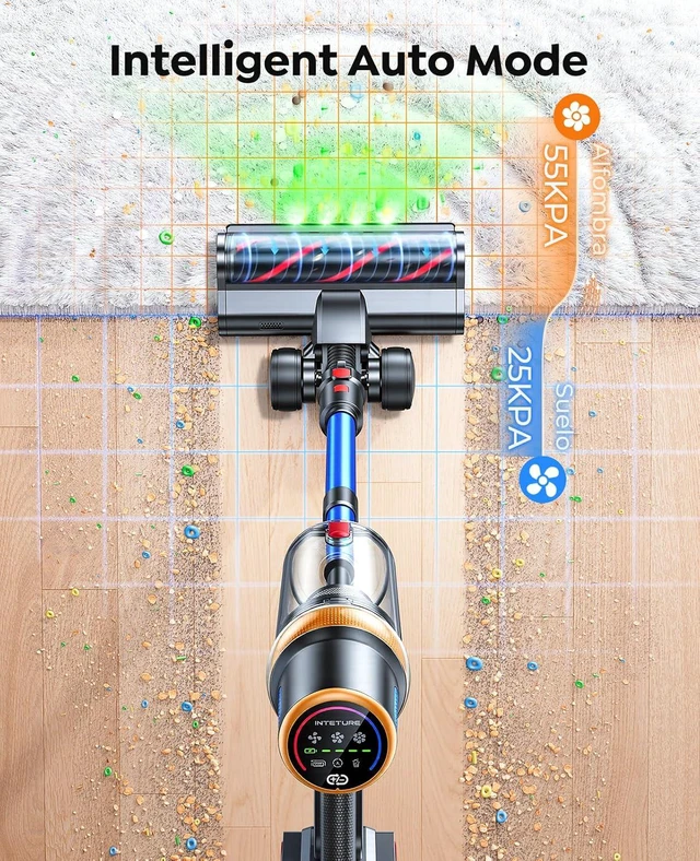 Alt view image 6 of 7 - Cordless Vacuum Cleaner, 650W 55KPA 70Mins Vacuum Cleaners for Home, Stick Vacuum with Mattress Brush, Wall Mount Charging, Auto Mode, Self-Standing, LED Lights for Pet Hair/Floors/Carpets/Hardwood