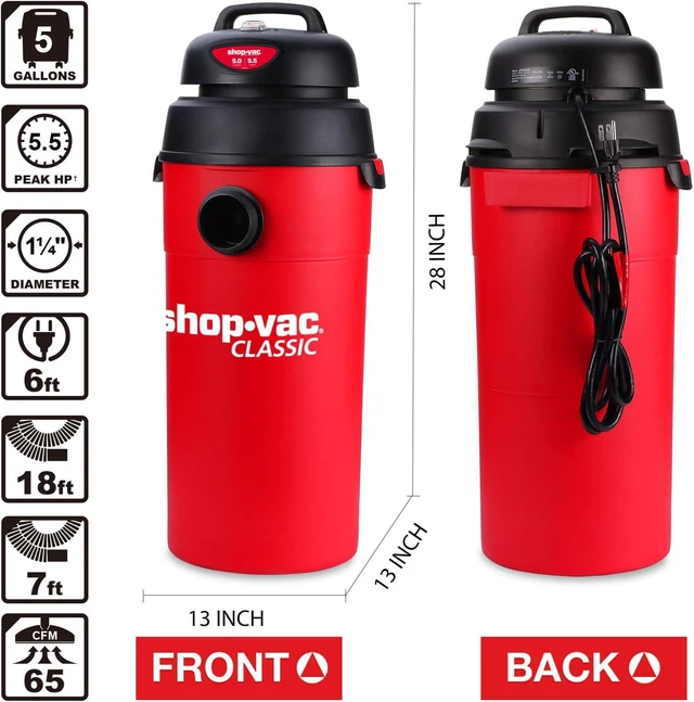 Alt view image 3 of 7 - Shop-Vac 5 Gal 5.5 HP Wet/Dry Vacuum, Wall Mount, 9522236