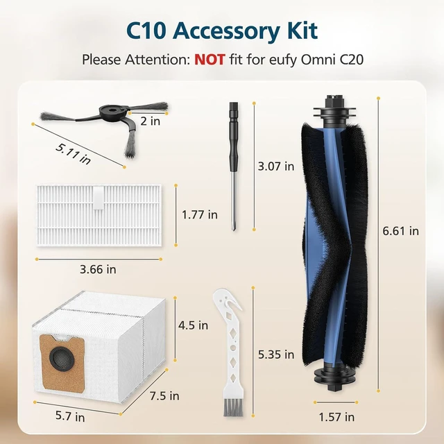 Alt view image 2 of 7 - C10 Accessories for eufy C10 Robot Vacuum