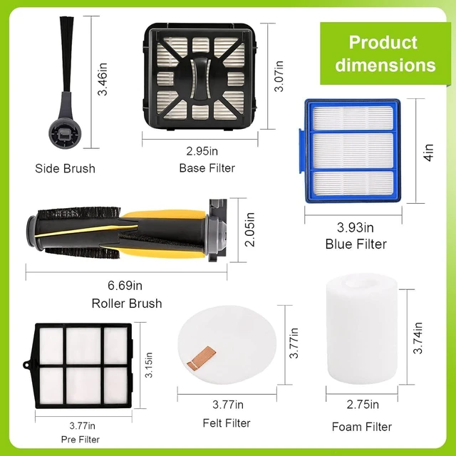 Alt view image 2 of 7 - Replacement Part for Shark IQ R101AE RV1001AE AV912S RV913S AV1010AE RV1000 AV970 AV1002AE, 2 Main Brush, 1 Cover, 10 Side Brush, 6 Filter, 1 Pre Filter, 2 Filter, 3 Pre-Motor Foam&Felt Filter