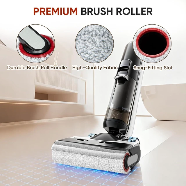 Alt view image 3 of 7 - Roller Brush and Filter Replacement Compatible with Dreame H12 Pro, H12 Dual, G10 Pro Cordless Wet Dry Vacuum Cleaner Accessories, 3 Pack Roller Brushes + 4 Pack Vacuum Filters