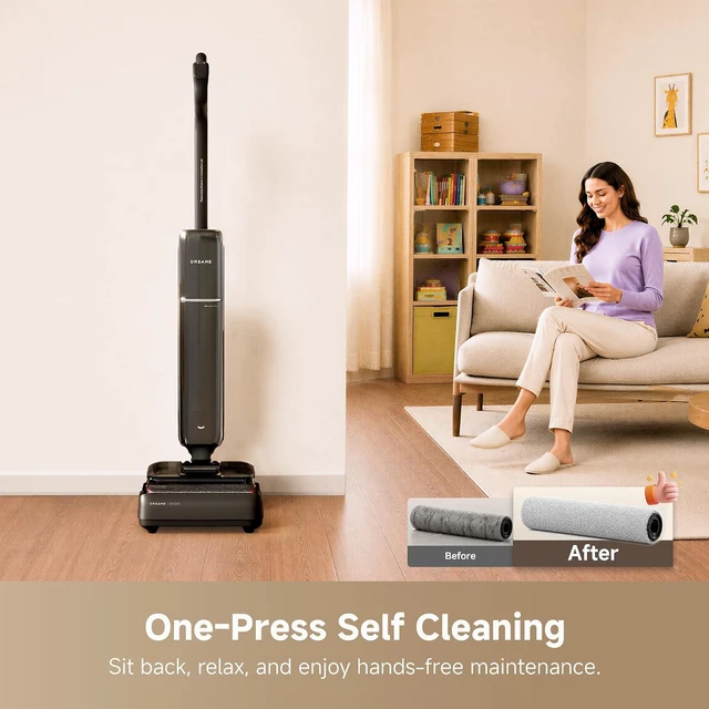 Alt view image 6 of 7 - dreame Aero Wet Dry Vacuum Cleaner, All-in-ONE Vacuum Mop for Wet & Dry Messes, 0 Hair Residue Great for Pet Owners, One-Press Self-Clean, 180° Lie Flat, 35mins Runtime for Hard Floor Cleaning