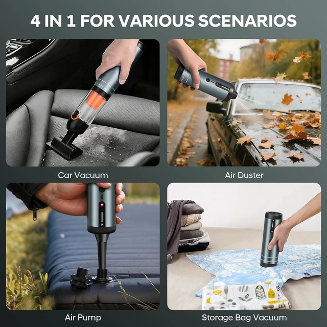 Alt view image 2 of 7 - 7-in-1 Aluminum Alloy Wireless Car Vacuum Cleaner, 20kPa Strong Suction Handheld Vacuum, Portable with Smart Digital Display, 2 Suction Modes for Car, Desk, Keyboard and Small SpacesCyan